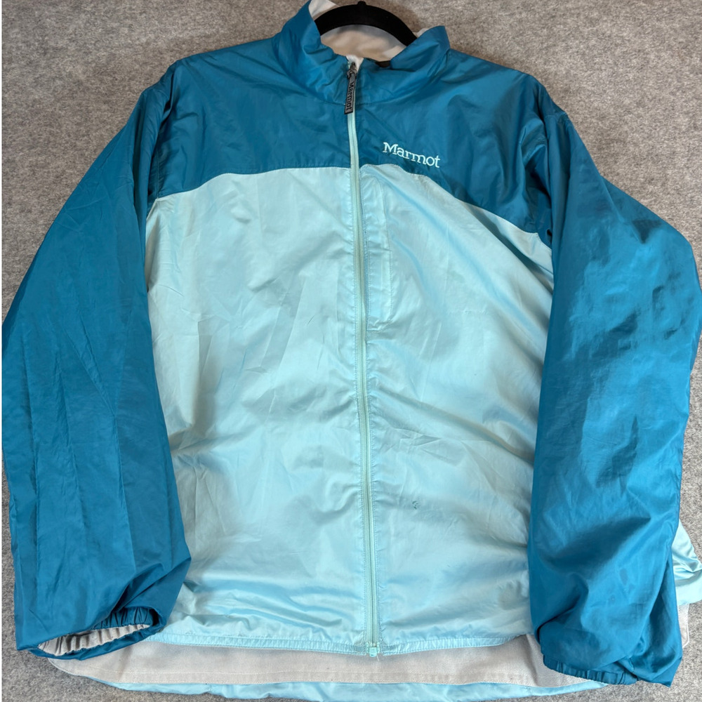 Marmot Windbreaker Jacket Womens XL Blue Lined Full Zip Hiking Outdoor Gorp - Picture 4 of 8